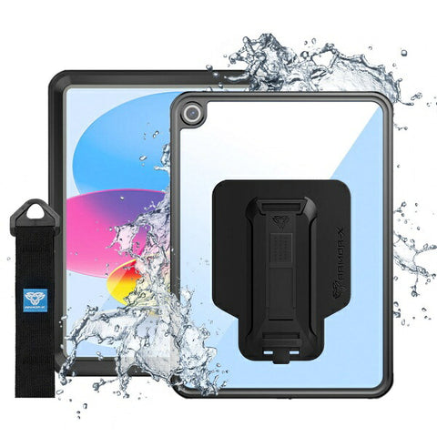Armor X ARMOR-X - IP68 Waterproof Case with Hand Strap for iPad (10th) [Black] Black