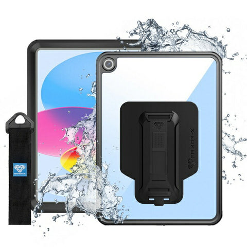 Armor X ARMOR-X - IP68 Waterproof Case with Hand Strap for iPad (10th) [Black] Black