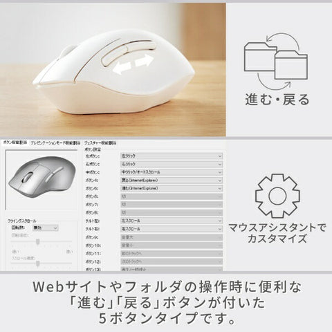 ELECOM Mouse SHELLPHA Antibacterial (Compatible with Chrome/Mac/Windows11) White M-SH20DBSKWH [BlueLED/Wireless/5 Button/USB]