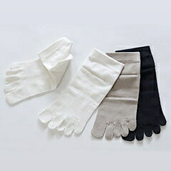 Sunayama Socks Slightly thin short length 5 finger under socks L Beige