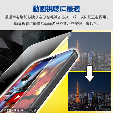 ELECOM iPhone 15 (6.1 inch) Glass Film/Transparent/Blue Light Cut PM-A23AFLGARBL