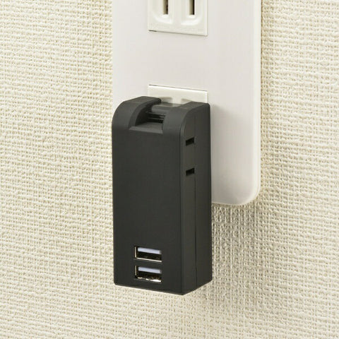 オリジナルベーシック USB付き電源タップ 黒 OBR-T202A-K [直挿し /2個口 /スイッチ無 /2ポート]