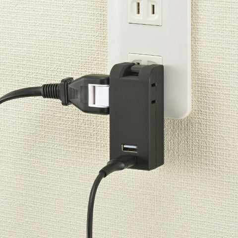 オリジナルベーシック USB付き電源タップ 黒 OBR-T202A-K [直挿し /2個口 /スイッチ無 /2ポート]
