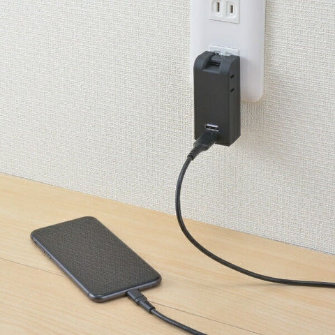原装基本款电源插座带 USB 黑色 OBR-T202A-K [直插/2 端口/无开关/2 端口]