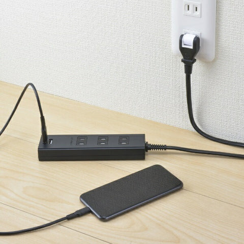 오리지널 베이직 USB 첨부 전원 탭 블랙 OBR-T322A-K [2.0m /3개구 /스위치 없음 /2포트]