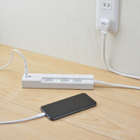 USB 유형 C 포트 흰색 OBB-TPK311AC-W를 사용한 원래 기본 전력 저장 탭 [1.0m / 3- 팩 / 스위치 (개별) / 2- 포트]