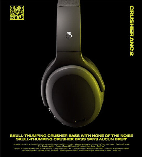Skull Candy Bluetooth Headphones CRUSHER ANC 2 TRUE BLACK S6CAW-R740 [Noise canceling compatible/Bluetooth compatible]