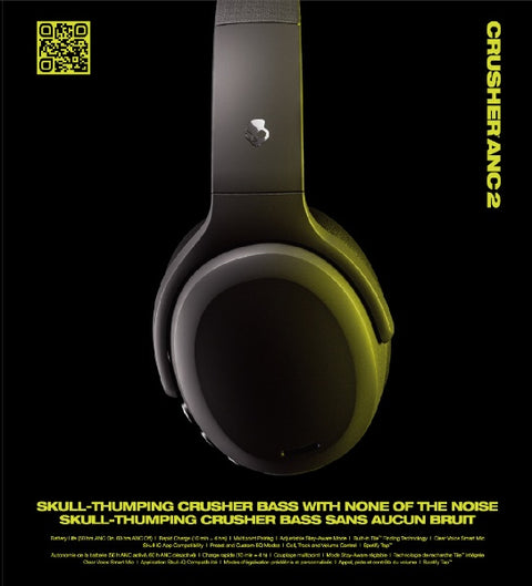스컬 캔디 블루투스 헤드폰 CRUSHER ANC 2(크러셔 에이언시 2) TRUE BLACK S6CAW-R740 [노이즈 캔슬링 대응 /Bluetooth 대응]