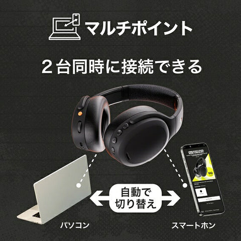 スカルキャンディ ブルートゥースヘッドホン CRUSHER ANC 2(クラッシャーエーエヌシー2) TRUE BLACK S6CAW-R740 [ノイズキャンセリング対応 /Bluetooth対応]