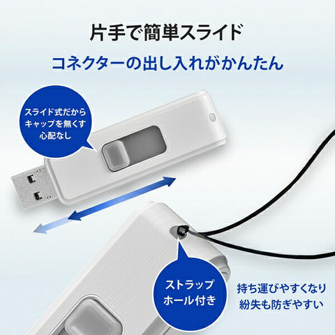 アイ・オー・データ USBメモリ 抗菌(Chrome/Mac/Windows11対応) ホワイト BCUM-64G/W [64GB /USB TypeA /USB3.2 /スライド式]