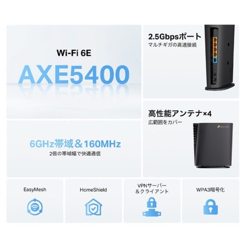 TP鏈接Wi-Fi路由器2402+2402+574Mbps弓箭手AXE5400 [Wi-Fi 6e（AX）/IPv6兼容]