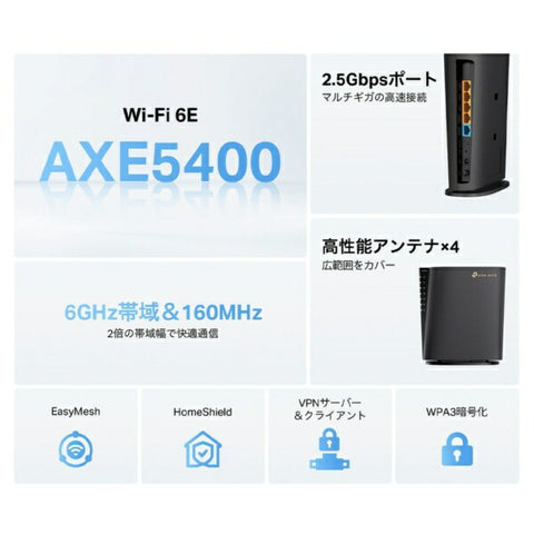 TP鏈接Wi-Fi路由器2402+2402+574Mbps弓箭手AXE5400 [Wi-Fi 6e（AX）/IPv6兼容]