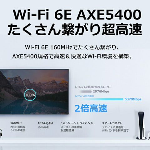 TP Link Wi-Fi router 2402+2402+574Mbps Archer AXE5400 [Wi-Fi 6E(ax)/IPv6 compatible]