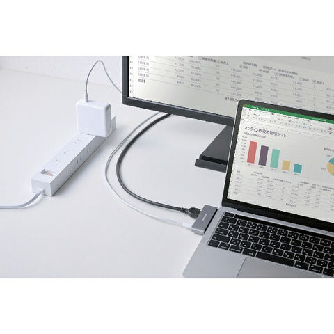 Elecom [USB-C男性至女性HDMI /φ3.5mm / usb-a / usb-c] USB PD兼容60W停靠站Silver dst-C25SV [USB Power Exprience兼容]