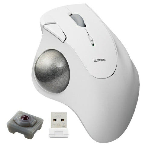 ELECOM 滑鼠軌跡球 IST 人造紅寶石模型 (相容於 Chrome/Mac/Windows11) 白色 M-IT10DRWH [IR LED / 無線 (Wireless) / 5 個按鈕 / USB]
