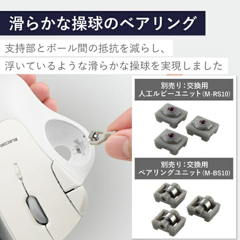 Elecom Mouse Trackball IST 베어링 모델 (Chrome/Mac/Windows11과 호환) White M-IT11drwh [IR LED/WIDENSE/5 BUTCIL/USB]