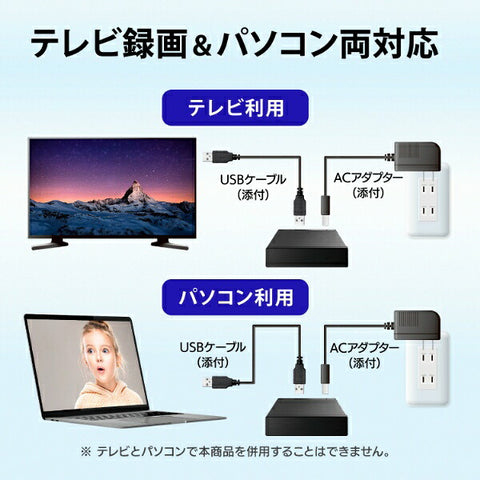 IO Data HDD-UT1KB External HDD USB-A connection Compatible with both computer/TV recording (Chrome/Mac/Windows11 compatible) Black [1TB/Standard type]