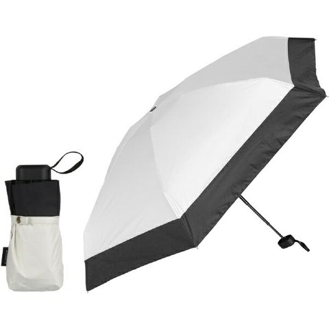 KIZAWA 紧凑型遮阳伞迷你 5 层 6 肋双色 Off x 黑色 M50DP-065PI-off-black [遮阳雨伞/50 厘米]