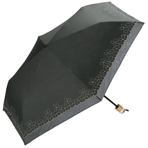 WPC. 파라솔 접이식 우산, 정전 림 오간자 꽃 자수, 미니 WPC. Black 801-18481-102 [Parasol / Ladies / 50cm]