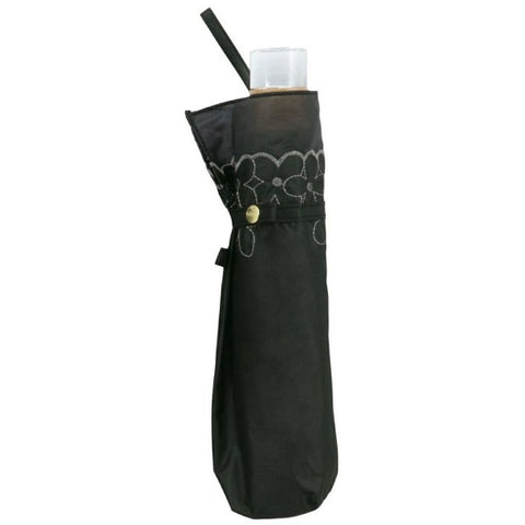 WPC. Parasol Folding Umbrella Shading Rim Organdy Flower Embroidery Mini Wpc. Black 801-18481-102 [Parasol/Women's/50cm]