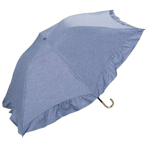 WPC. Parasol Folding Umbrella Blackout Dome Parasol Frill Mini Wpc. Blue 801-12722-102 [Parasol/Ladies/55cm]