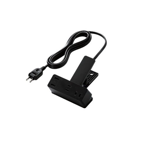 ELECOM USB Clip Tap with Lightning Surge, Dust Shutter, 3-Pack USB x 2 2.4A 2.5m T-U05-3225BK