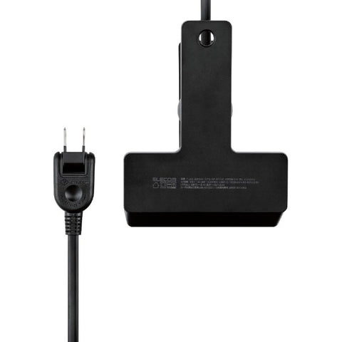 エレコム ＵＳＢクリップタップ　雷サージ付　ホコリシャッター付　３個口　ＵＳＢＡ×２　２．４Ａ　２．５ｍ T-U05-3225BK