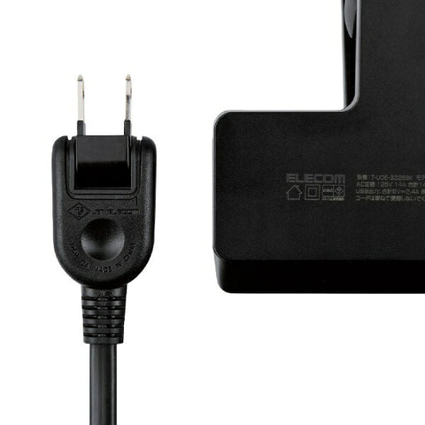 Elecom USB剪輯Tap with Lightning，防塵快門，3包USB x 2 2.4a 2.4a 2.4a T-U05-3225BK