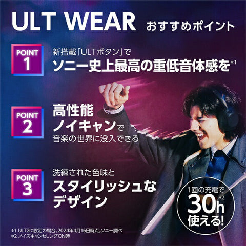 Sony Bluetooth Headphones ULT WEAR Black WH-ULT900NB [Noise Cancelling Compatible / Bluetooth Compatible]