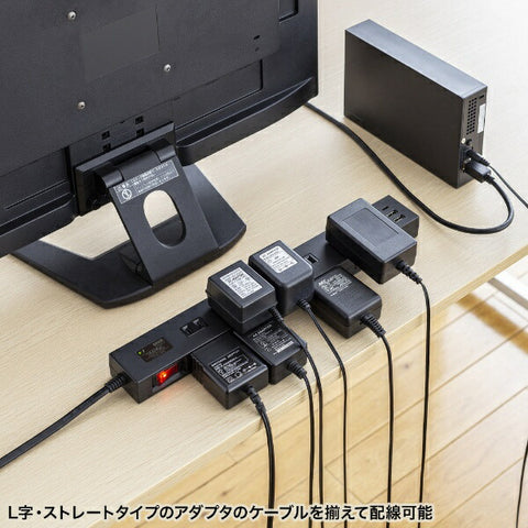 SANWA SUPPLY 雷タップ　10個口＋USB-A+Type-C（PD20W） TAP-SP2110NUC-1BK