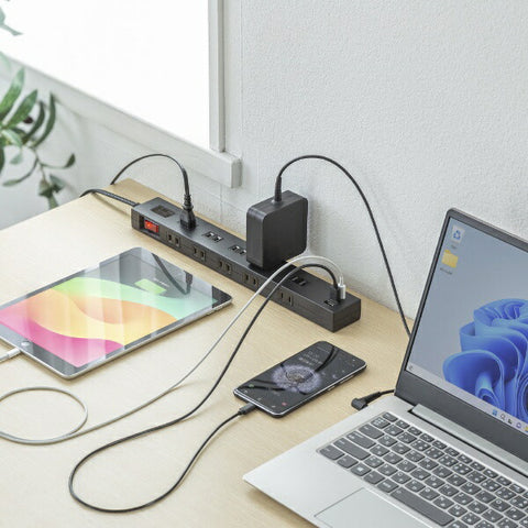 SANWA SUPPLY Lightning Tap 10 ports + USB-A + Type-C (PD20W) TAP-SP2110NUC-1BK