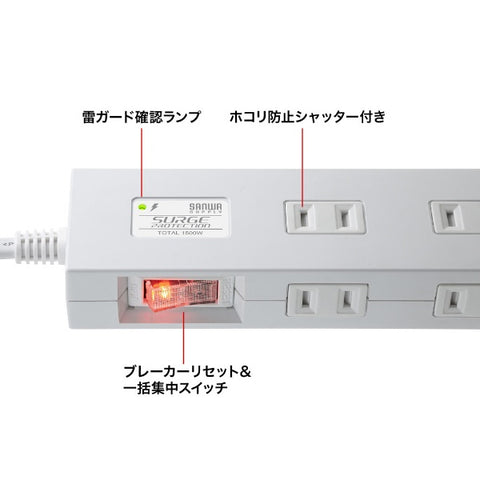 SANWA SUPPLY Lightning Tap 10 ports + USB-A + Type-C (PD20W) TAP-SP2110NUC-2W