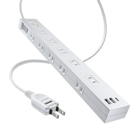 SANWA SUPPLY 雷タップ　10個口＋USB-A+Type-C（PD20W） TAP-SP2110NUC-2W