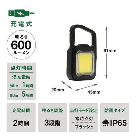 Musashi 充电式 Pikari MINI LIGHT 哑光黑色 WRC23-BK [LED/可充电/防水]
