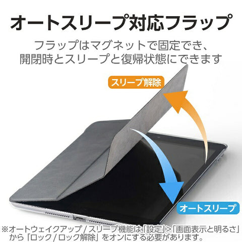 Elecom 10.2英寸iPad（9/8/7th Aentar）帶有透明背部，柔軟皮革，2角，睡眠兼容，黑色TB-A19RWV​​BKN的皮瓣盒