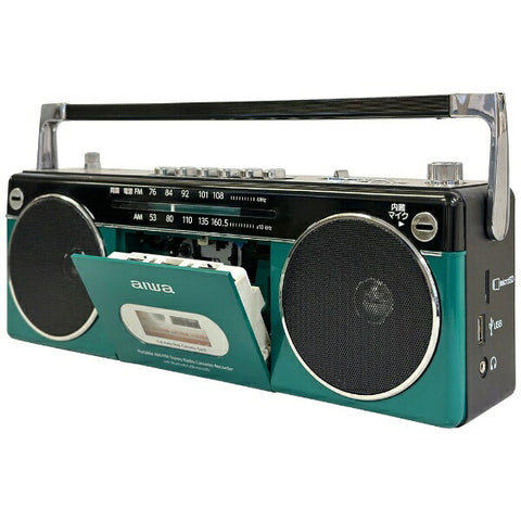 TOHSHOH ステレオ型ラジカセ aiwa アイワ グリーン GAA4-RCP0002-GN [ワイドFM対応 /Bluetooth対応]