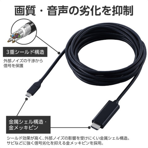 エレコム USB-C ⇔ HDMI ケーブル [映像 /5m /4K対応] Chrome/Android/iPadOS/iOS/Mac/Windows11対応 ブラック CAC-CHDMI50BK2