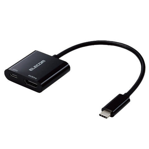 ELECOM 영상 변환 어댑터 [USB-C 남성 → 여성 HDMI / USB-C 여성 전원 / USB Power Delivery 대응 / 60W] 4K 대응 (Chrome/Android/iPadOS/iOS/Mac/Windows11 대응) 블랙 MPA-CHDMIPD15BK