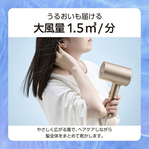 Tescom吹風機，大風量，快乾，1200W濕氣離子吹風機，工字開關溫度開關金色 TDX300A-N