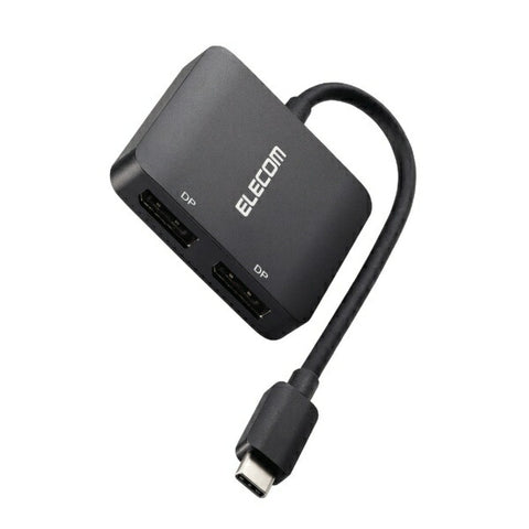 ELECOM Video Conversion Adapter [USB-C Male to Female DisplayPortx2] 8K compatible (Chrome/Android/iPadOS/iOS/Mac/Windows11 compatible) Black AD-CDP2BK2