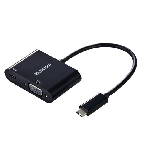 ELECOM Video Conversion Adapter [USB-C Male to Female VGA /USB-C Female Power Supply /USB Power Delivery Compatible /60W] (Compatible with Chrome/Android/iPadOS/iOS/Mac/Windows11) Black AD-CVGAPDBK2