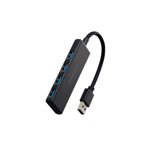 ELECOM U3H-H040XBK USB-A Hub (Compatible with Mac/Windows11) Black [Bus Powered/4 Ports/USB 3.2 Gen1 Compatible]