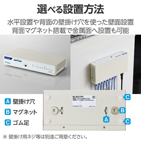 エレコム スイッチングハブ [8ポート /1Giga対応 /電源内蔵] ホワイト EHC-G08MN4-HJW