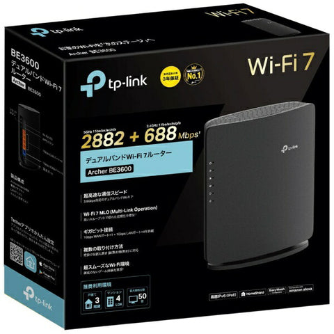 TPE Link Wi-Fi router 2882+688Mbps Archer BE3600 [Wi-Fi 7(be) / IPv6 compatible]