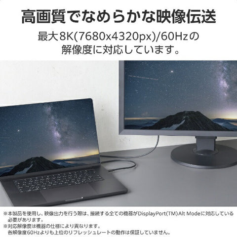 ELECOM USB-C ⇔ USB-C 케이블 [영상 /충전 /전송 /1m /USB Power Delivery /60W /USB4 Ver2.0]