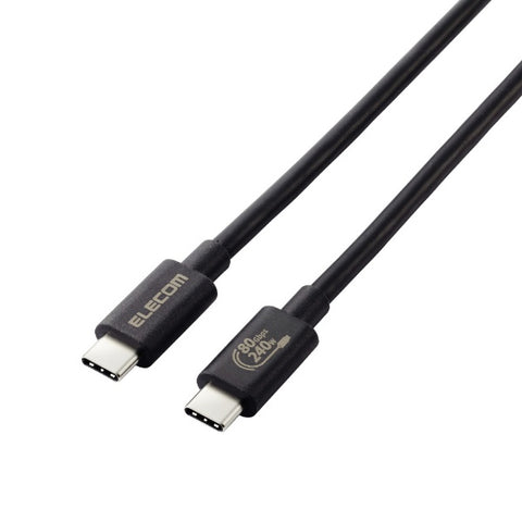 ELECOM USB-C ⇔ USB-C Cable [Video/Charging/Transfer/1m/USB Power Delivery EPR/240W/USB4 Ver2.0] 8K Compatible Black USB4-V2CCE10NBK