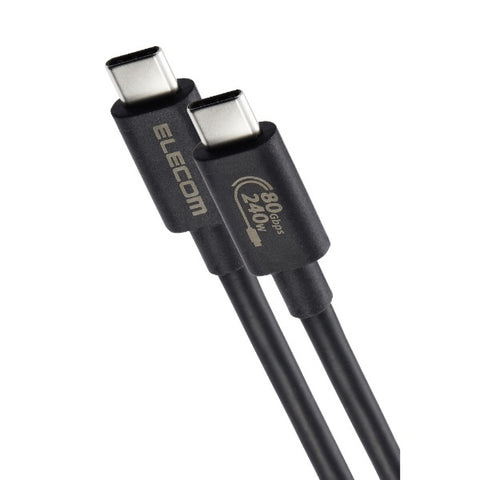 ELECOM USB-C ⇔ USB-C Cable [Video/Charging/Transfer/1m/USB Power Delivery EPR/240W/USB4 Ver2.0] 8K Compatible Black USB4-V2CCE10NBK