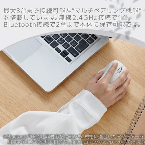 Elecom鼠標殼抗菌M大小（與Chrome/Android/iPados/ios/Mac/Windows11兼容）白色M-SH10MBSKWH [BLUELED/WIREless/3按鈕/藍牙/USB]