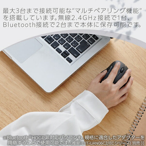 ELECOM Mouse SHELLPHA Antibacterial M Size (Compatible with Chrome/Android/iPadOS/iOS/Mac/Windows11) Black M-SH20MBSKBK [BlueLED/Wireless/5 Button/Bluetooth/USB]