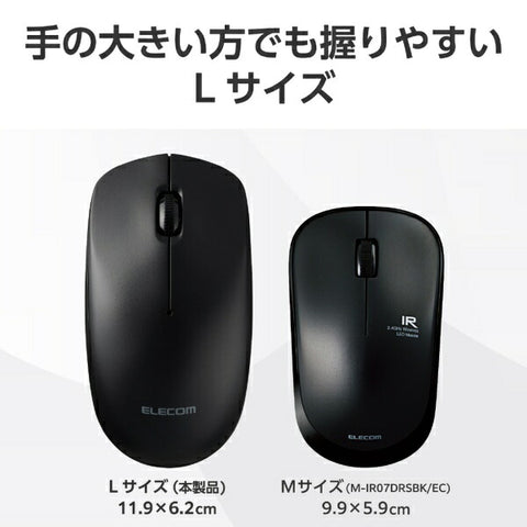 ELECOM Mouse (Compatible with Chrome/Mac/Windows11) Black M-LE10DRXBK [Optical/Wireless/3 Button/USB]